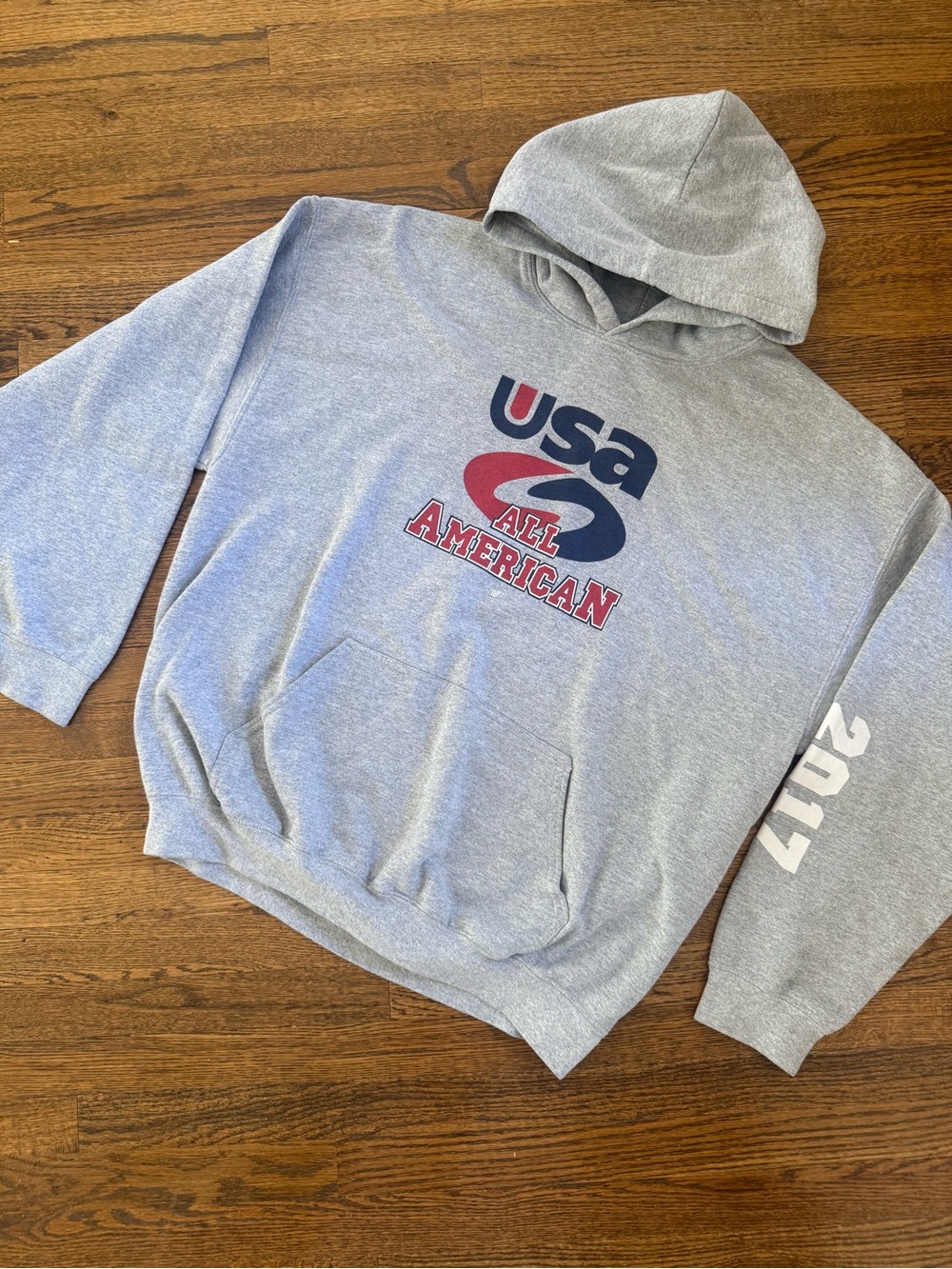 USA All American Gray Hoodie - Casual Pullover Sweatshirt